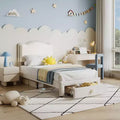 Princess Style Kids Bed - Upholstered Twin Bed Frame with Scallop Headboard & Storage Drawer - Sturdy Wooden Slats, Noise-Free, Easy Assembly