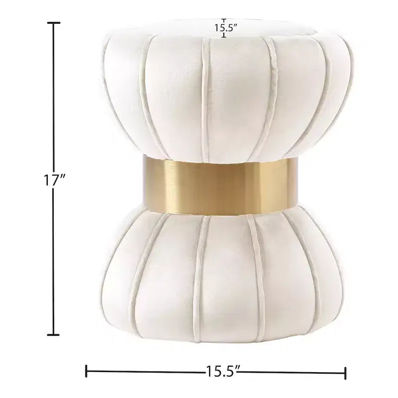 Meridian Furniture Sgabello/Pouf in velluto color crema Vino