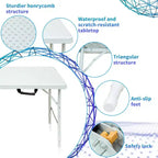 Tavolo Pieghevole Resistente da 120 cm con Altezza Regolabile, Tavolo Utilitario Portatile in Plastica e Acciaio Richiudibile a Metà per Campeggio, Sala da Pranzo e Uso Esterno