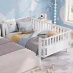 Struttura letto a piattaforma per bambini Twin Size, lettino per bambini, divano letto per bambini in metallo a basso profilo con sponde laterali rimovibili - ModernLuxe