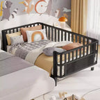 Struttura letto a piattaforma per bambini Twin Size, lettino per bambini, divano letto per bambini in metallo a basso profilo con sponde laterali rimovibili - ModernLuxe