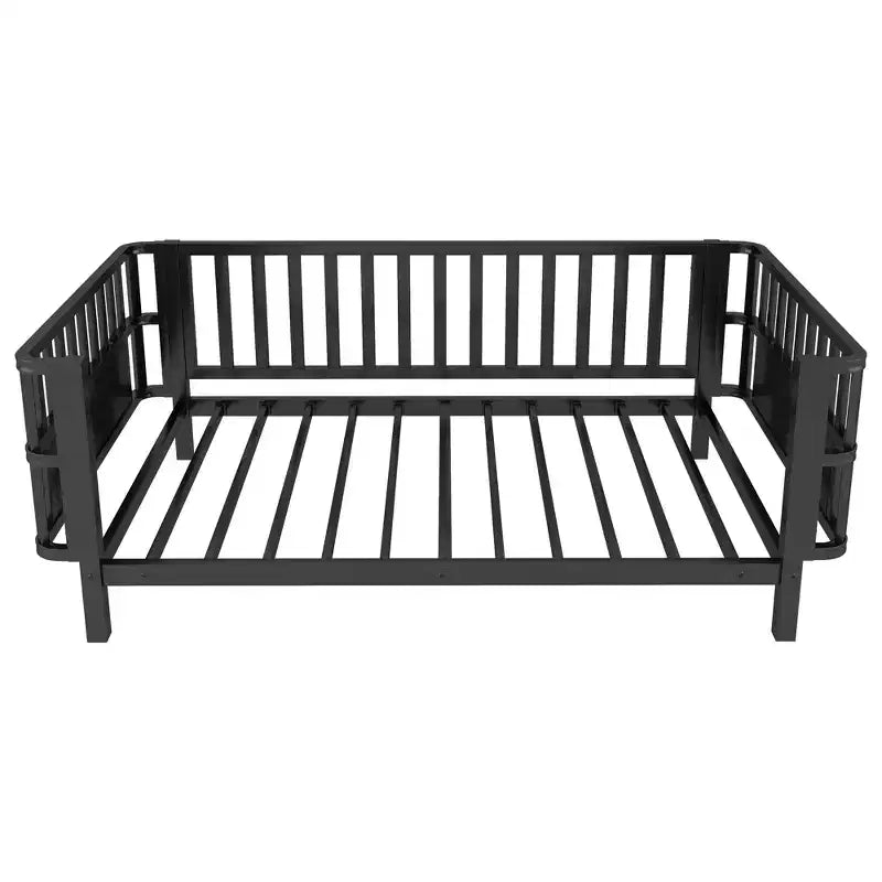 Struttura letto a piattaforma per bambini Twin Size, lettino per bambini, divano letto per bambini in metallo a basso profilo con sponde laterali rimovibili - ModernLuxe