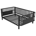 Struttura letto a piattaforma per bambini Twin Size, lettino per bambini, divano letto per bambini in metallo a basso profilo con sponde laterali rimovibili - ModernLuxe