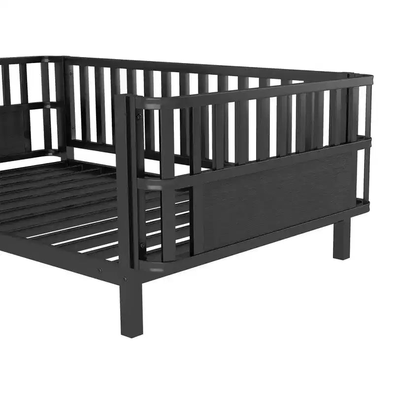 Struttura letto a piattaforma per bambini Twin Size, lettino per bambini, divano letto per bambini in metallo a basso profilo con sponde laterali rimovibili - ModernLuxe