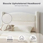 GustoWave Letto a Piattaforma Cloud Imbottito in Bouclé, Nessun Box Spring Necessario