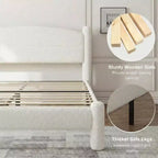 GustoWave Letto a Piattaforma Cloud Imbottito in Bouclé, Nessun Box Spring Necessario