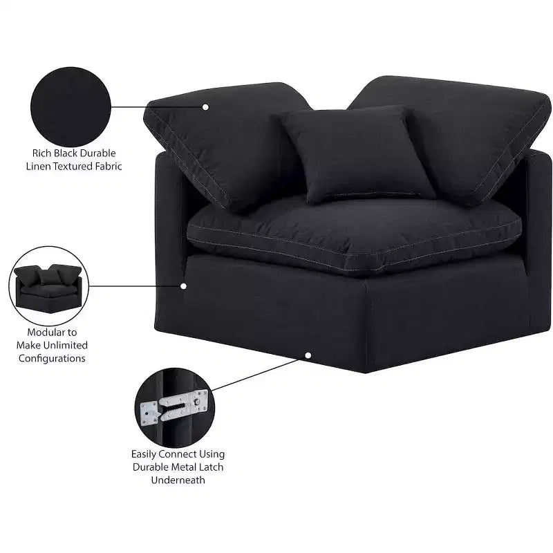 Meridian Furniture Poltrona ad angolo in tessuto testurizzato effetto lino Indulge