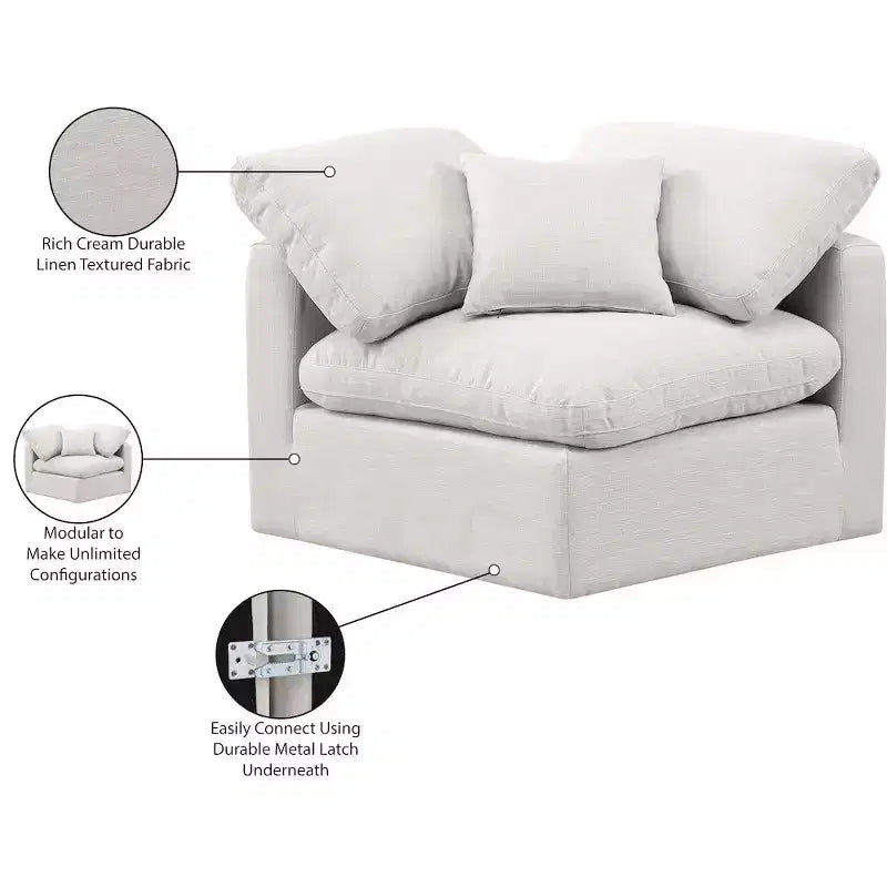 Meridian Furniture Poltrona ad angolo in tessuto testurizzato effetto lino Indulge