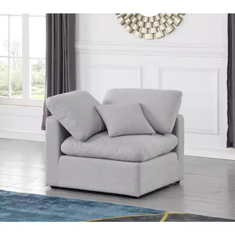 Meridian Furniture Poltrona ad angolo in tessuto testurizzato effetto lino Indulge