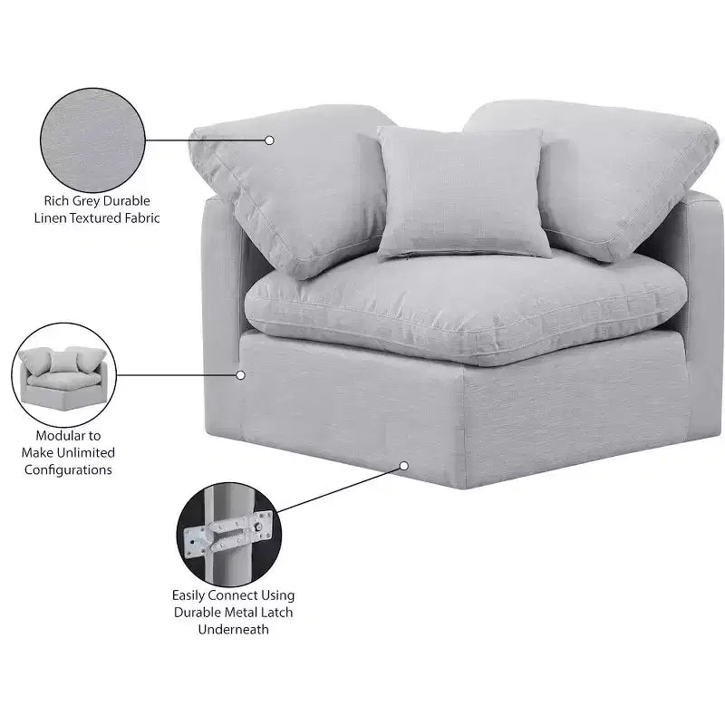 Meridian Furniture Poltrona ad angolo in tessuto testurizzato effetto lino Indulge