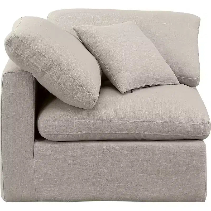 Meridian Furniture Poltrona ad angolo in tessuto testurizzato effetto lino Indulge