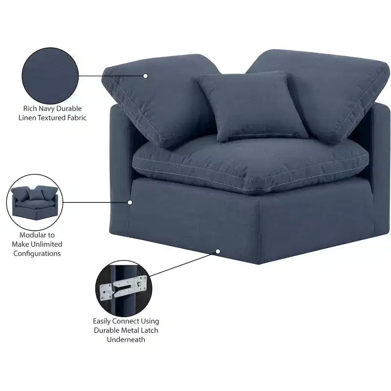 Meridian Furniture Poltrona ad angolo in tessuto testurizzato effetto lino Indulge