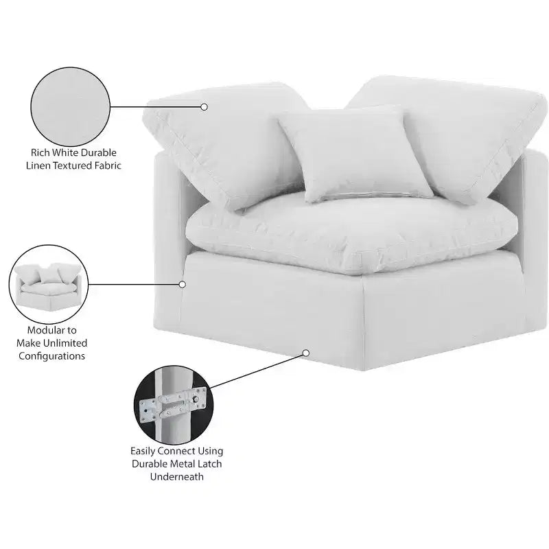 Meridian Furniture Poltrona ad angolo in tessuto testurizzato effetto lino Indulge