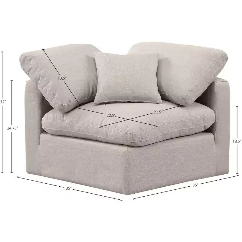 Meridian Furniture Poltrona ad angolo in tessuto testurizzato effetto lino Indulge