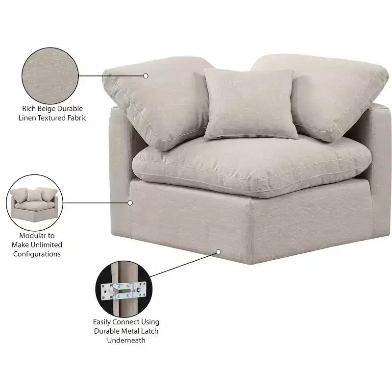 Meridian Furniture Poltrona ad angolo in tessuto testurizzato effetto lino Indulge