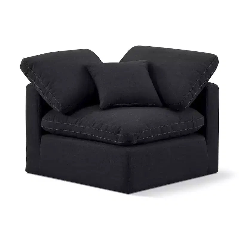 Meridian Furniture Poltrona ad angolo in tessuto testurizzato effetto lino Indulge
