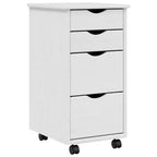 vidaXL Rolling Cabinet White Solid pine wood, engineered wood, plastic