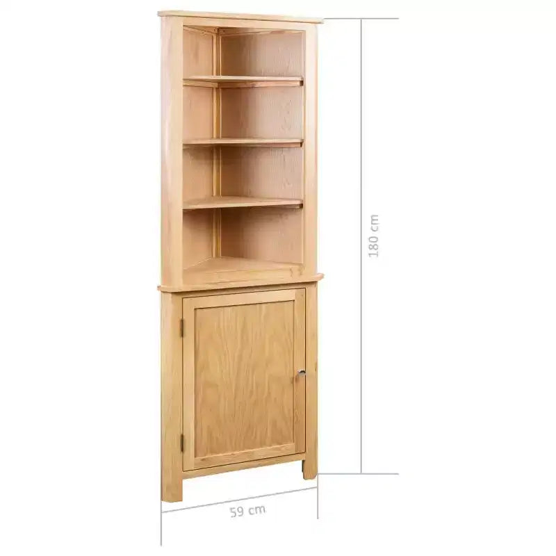 vidaXL Armadietto ad angolo Marrone Legno massello di rovere e MDF con impiallacciatura in rovere Medio