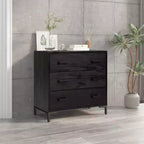vidaXL Cassettiera Nera Legno massello di pino, legno ingegnerizzato, metallo