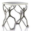 HomeRoots 18 Silver And Antiqued White Aluminum Square End Table