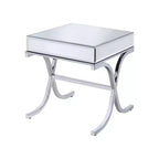 HomeRoots 22 Silver And Clear Glass Square Mirrored End Table