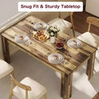 LinTimes 71, tavolo da pranzo rettangolare in stile rustico per 4-6 persone, in legno con struttura ispessita robusta, base a listelli in legno e gambe più larghe per cucina e appartamento
