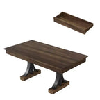 Tavolo da pranzo rettangolare in legno da 71" per 6-8 persone con 2 cassetti portaoggetti e base a doppio piedistallo - Tavolo da pranzo o ufficio