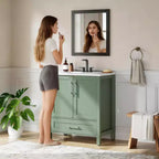 Mobile Bagno Monoblocco Moderno con Lavabo Singolo in Ceramica - Mobiletto con Ante e Cassetti a Chiusura Ammortizzata