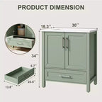 Mobile Bagno Monoblocco Moderno con Lavabo Singolo in Ceramica - Mobiletto con Ante e Cassetti a Chiusura Ammortizzata
