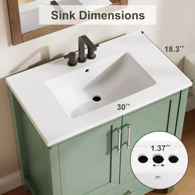 Mobile Bagno Monoblocco Moderno con Lavabo Singolo in Ceramica - Mobiletto con Ante e Cassetti a Chiusura Ammortizzata