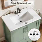 Mobile Bagno Monoblocco Moderno con Lavabo Singolo in Ceramica - Mobiletto con Ante e Cassetti a Chiusura Ammortizzata