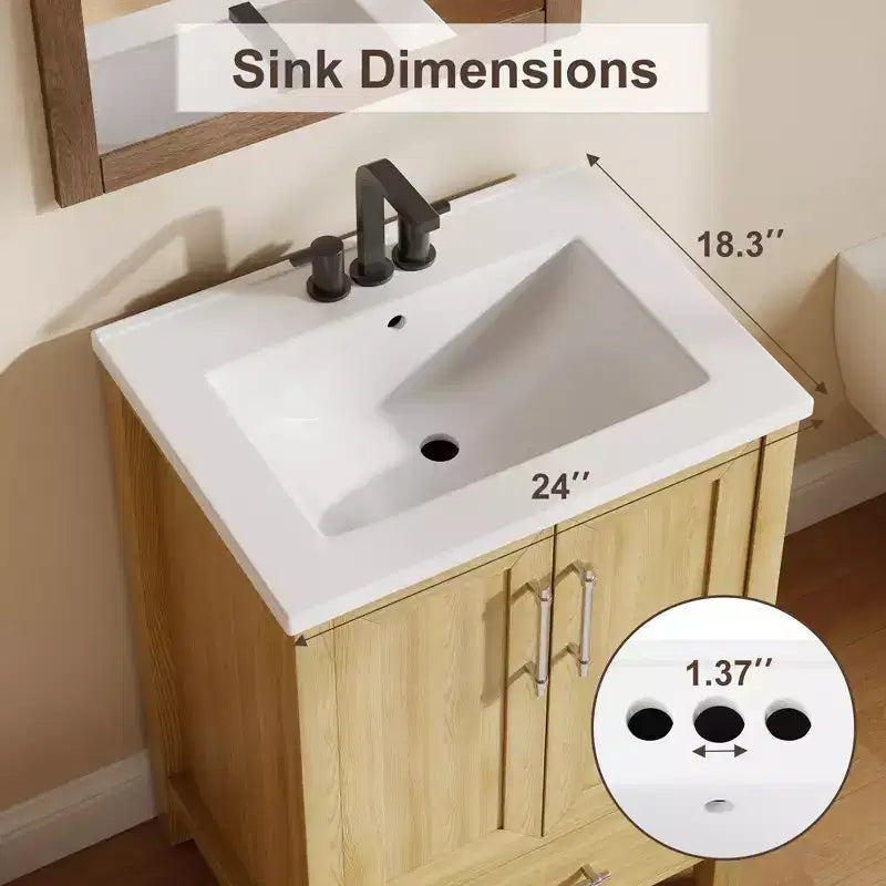 Mobile Bagno Monoblocco Moderno con Lavabo Singolo in Ceramica - Mobiletto con Ante e Cassetti a Chiusura Ammortizzata