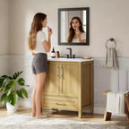Mobile Bagno Monoblocco Moderno con Lavabo Singolo in Ceramica - Mobiletto con Ante e Cassetti a Chiusura Ammortizzata