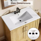 Mobile Bagno Monoblocco Moderno con Lavabo Singolo in Ceramica - Mobiletto con Ante e Cassetti a Chiusura Ammortizzata