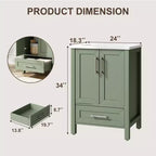 Mobile Bagno Monoblocco Moderno con Lavabo Singolo in Ceramica - Mobiletto con Ante e Cassetti a Chiusura Ammortizzata