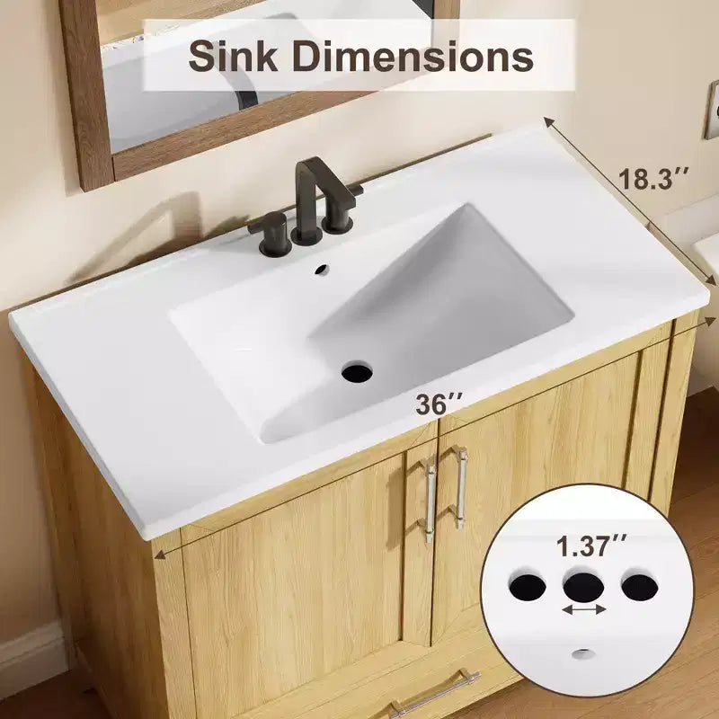 Mobile Bagno Monoblocco Moderno con Lavabo Singolo in Ceramica - Mobiletto con Ante e Cassetti a Chiusura Ammortizzata