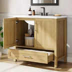 Mobile Bagno Monoblocco Moderno con Lavabo Singolo in Ceramica - Mobiletto con Ante e Cassetti a Chiusura Ammortizzata