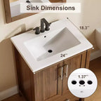 Mobile Bagno Monoblocco Moderno con Lavabo Singolo in Ceramica - Mobiletto con Ante e Cassetti a Chiusura Ammortizzata