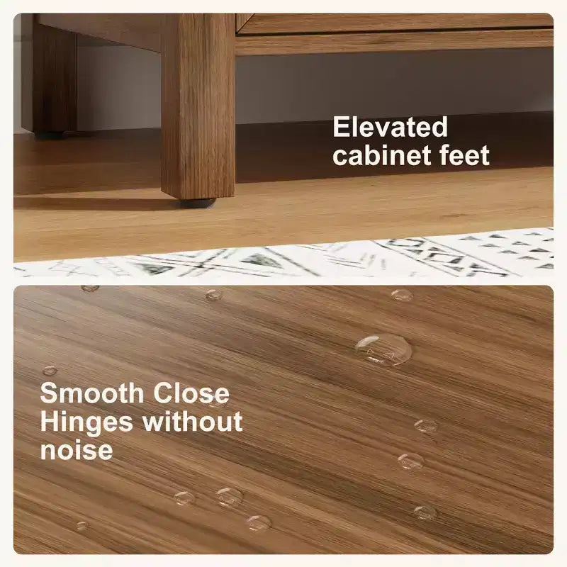 Mobile Bagno Monoblocco Moderno con Lavabo Singolo in Ceramica - Mobiletto con Ante e Cassetti a Chiusura Ammortizzata