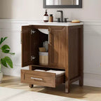Mobile Bagno Monoblocco Moderno con Lavabo Singolo in Ceramica - Mobiletto con Ante e Cassetti a Chiusura Ammortizzata