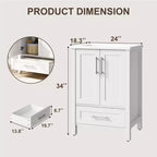 Mobile Bagno Monoblocco Moderno con Lavabo Singolo in Ceramica - Mobiletto con Ante e Cassetti a Chiusura Ammortizzata