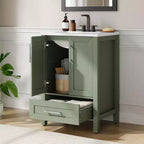 Modern Freestanding Bathroom Vanity Set with Single Ceramic Sink - Cabinet with Soft-Close Doors and Drawer