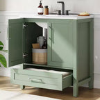 Mobile Bagno Monoblocco Moderno con Lavabo Singolo in Ceramica - Mobiletto con Ante e Cassetti a Chiusura Ammortizzata