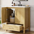 Mobile Bagno Monoblocco Moderno con Lavabo Singolo in Ceramica - Mobiletto con Ante e Cassetti a Chiusura Ammortizzata