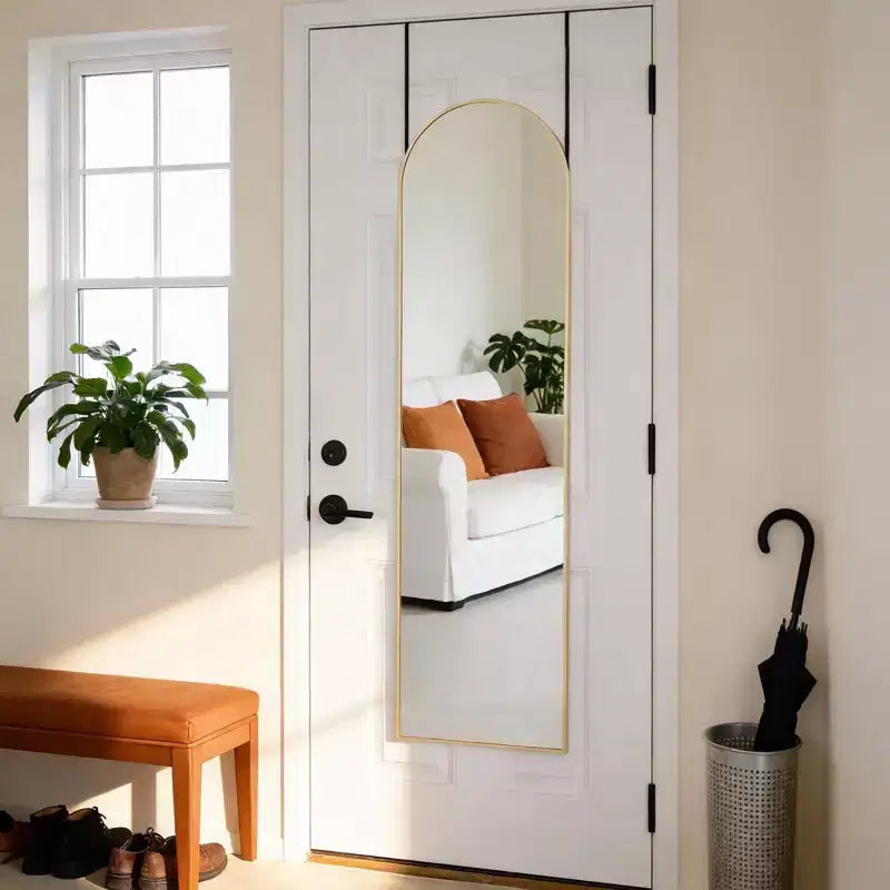 JIONJOY Specchio intero sopra porta 47x14, Specchio da parete salvaspazio con cornice in alluminio per camera da letto, soggiorno, ingressi