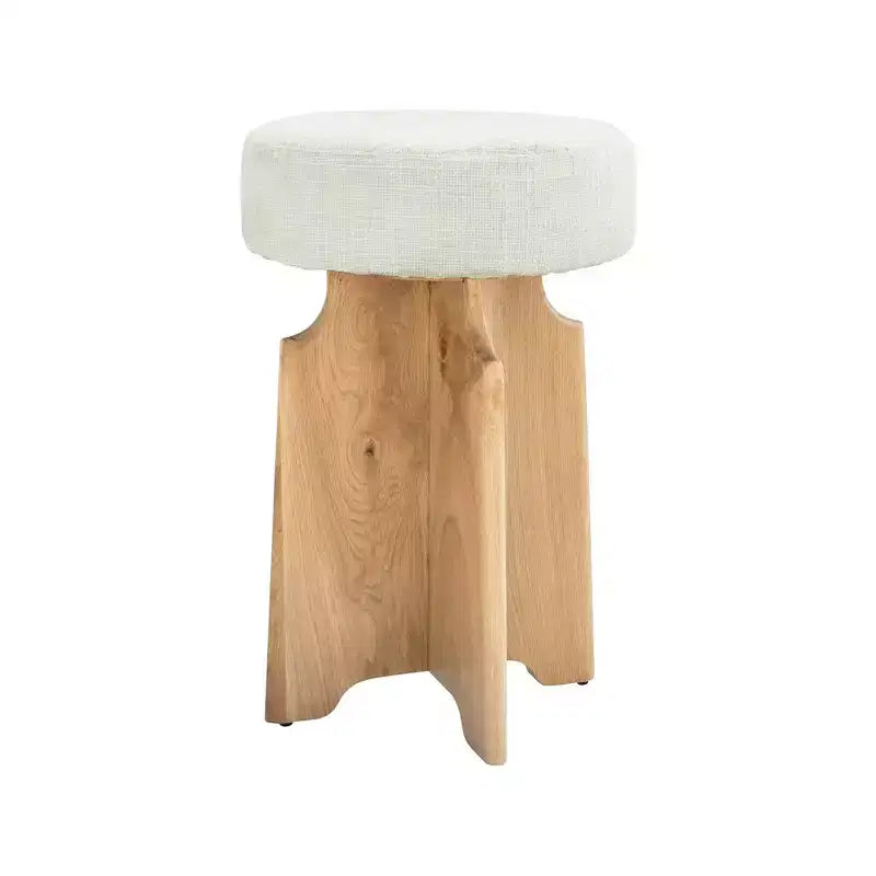 Sgabello in tessuto bouclé color crema Jasper di Meridian Furniture