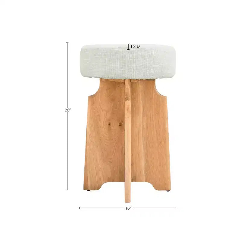 Sgabello in tessuto bouclé color crema Jasper di Meridian Furniture