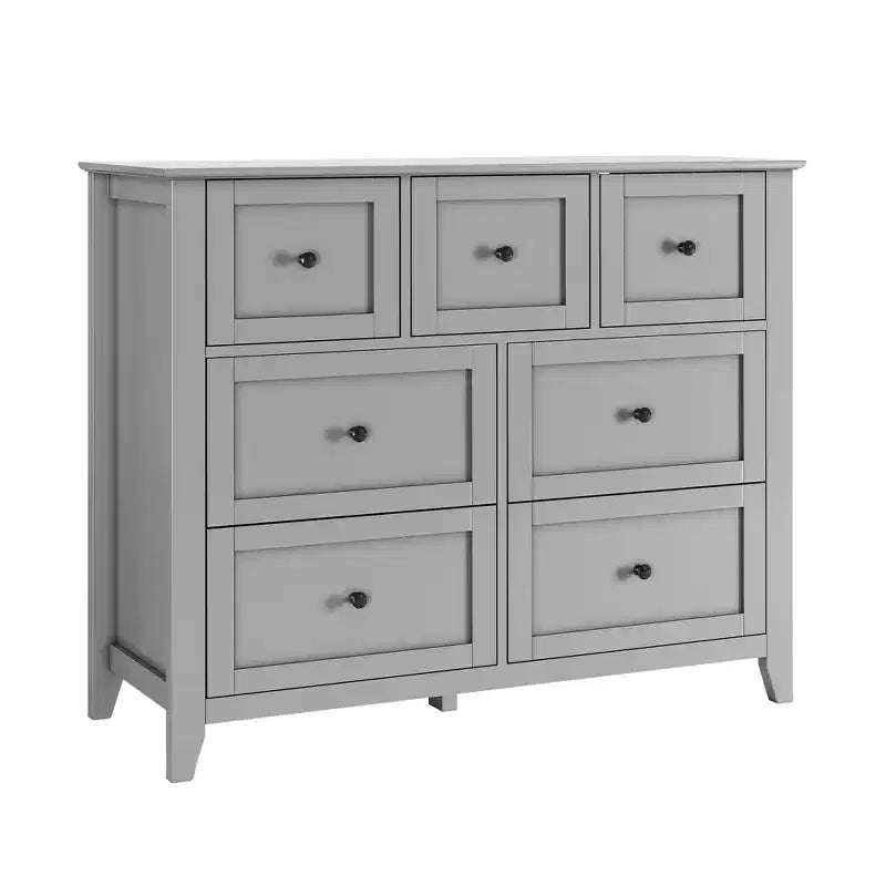 Cassettiera moderna a 7 cassetti in legno con maniglie rotonde, cassetti profondi per un ampio contenimento, per camera da letto, soggiorno o ingresso