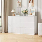 JVNOXK Comò Moderno Bianco a 6 Cassetti con Pannelli Frontali Ondulati, Cassettiera Spaziosa per Camera da Letto e Soggiorno