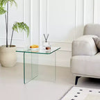 GDFStudio Verna Table d'appoint carrée moderne en verre trempé